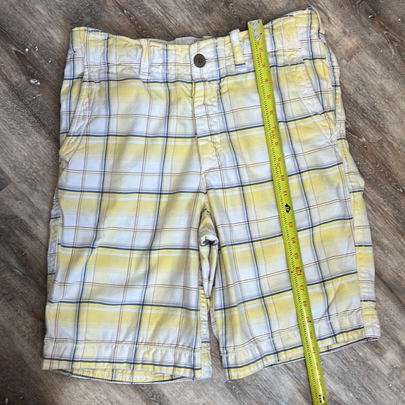Men’s Abercrombie & Fitch Button Fly 4 Pocket Flat Front Yellow Plaid Shorts - Picture 10 of 11